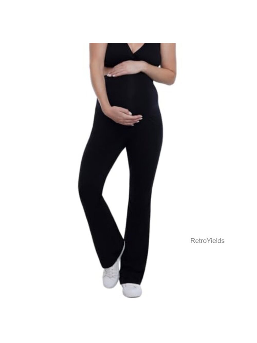 Maternity Secret Fit Over Belly Flare Yoga Pants Full Length High Rise Pull On